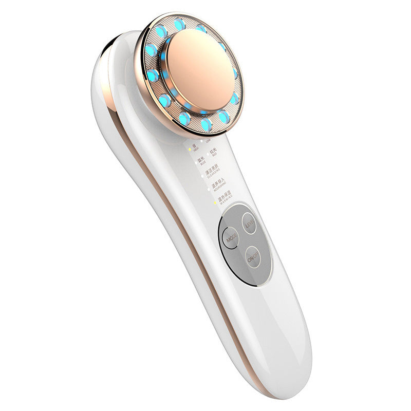 جهاز تدليك شد الوجه والبشرة 7 في 1 من LuxuryGlow مع تقنية LED وEMS