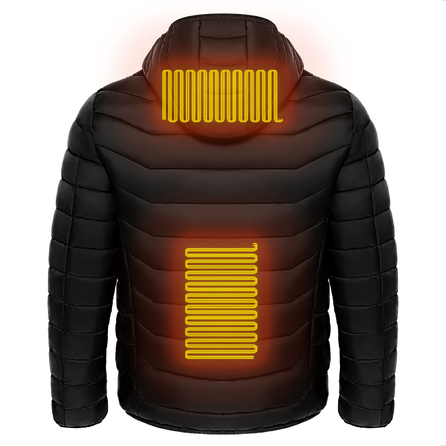 Men Heated Puffer Jacket Electric Heating Coat Insulated Hood Windbreaker 9Heat Zones - LUXURY GLOW