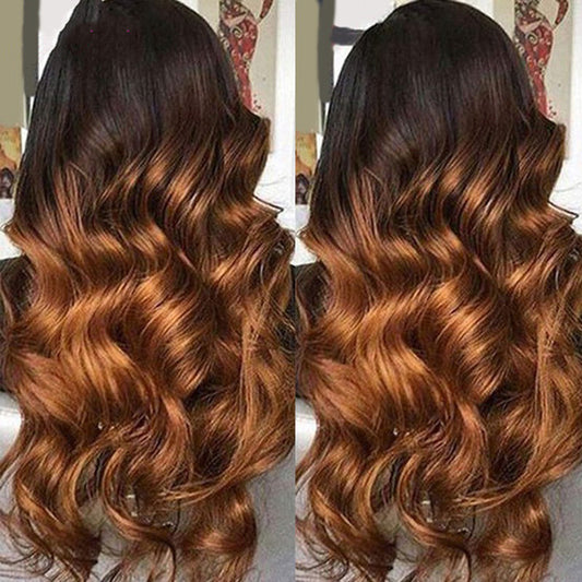 Peluca frontal de encaje ombré LuxuryGlow: cabello humano Remy de longitud media a larga para mujer