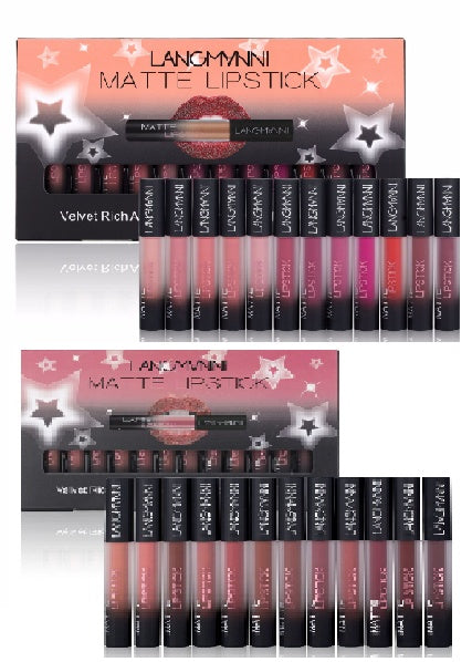 Set de labiales LANGMANNI Velvet Matte Waterproof: 12 tonos de larga duración