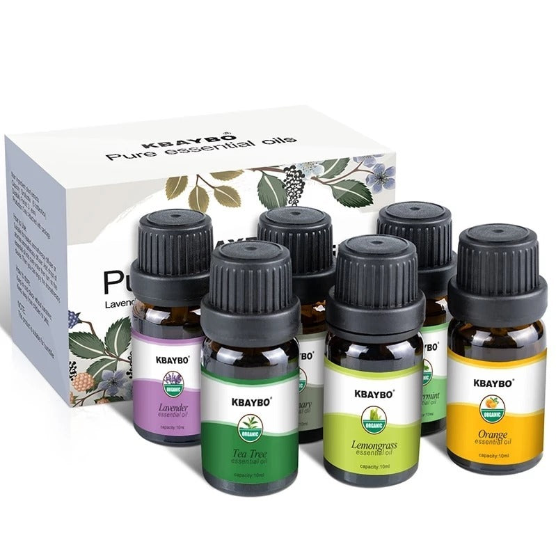 KBAYBO Essential Oils 6-Piece Set – 100% Pure Aromatherapy Oils Kit (10ml Each)