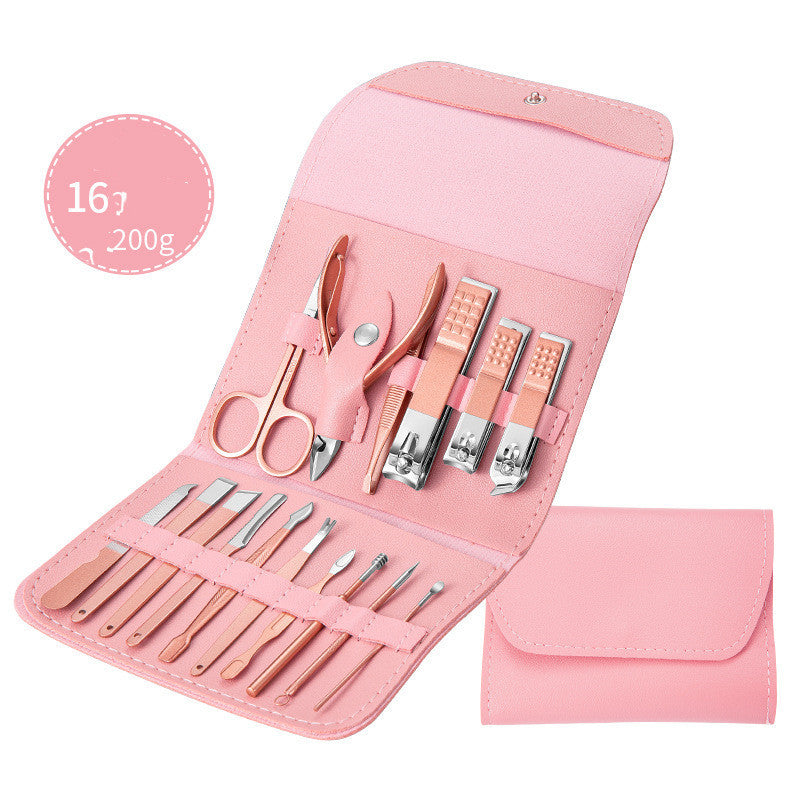 LuxuryGlow Professional Stainless Steel Manicure & Pedicure Set with Leather Case