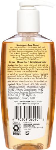 Neutrogena Deep Clean Daily Facial Cleanser with Beta Hydroxy Acid – Oil-Free, Non-Comedogenic Face Wash for Normal to Oily Skin, 6.7 fl oz