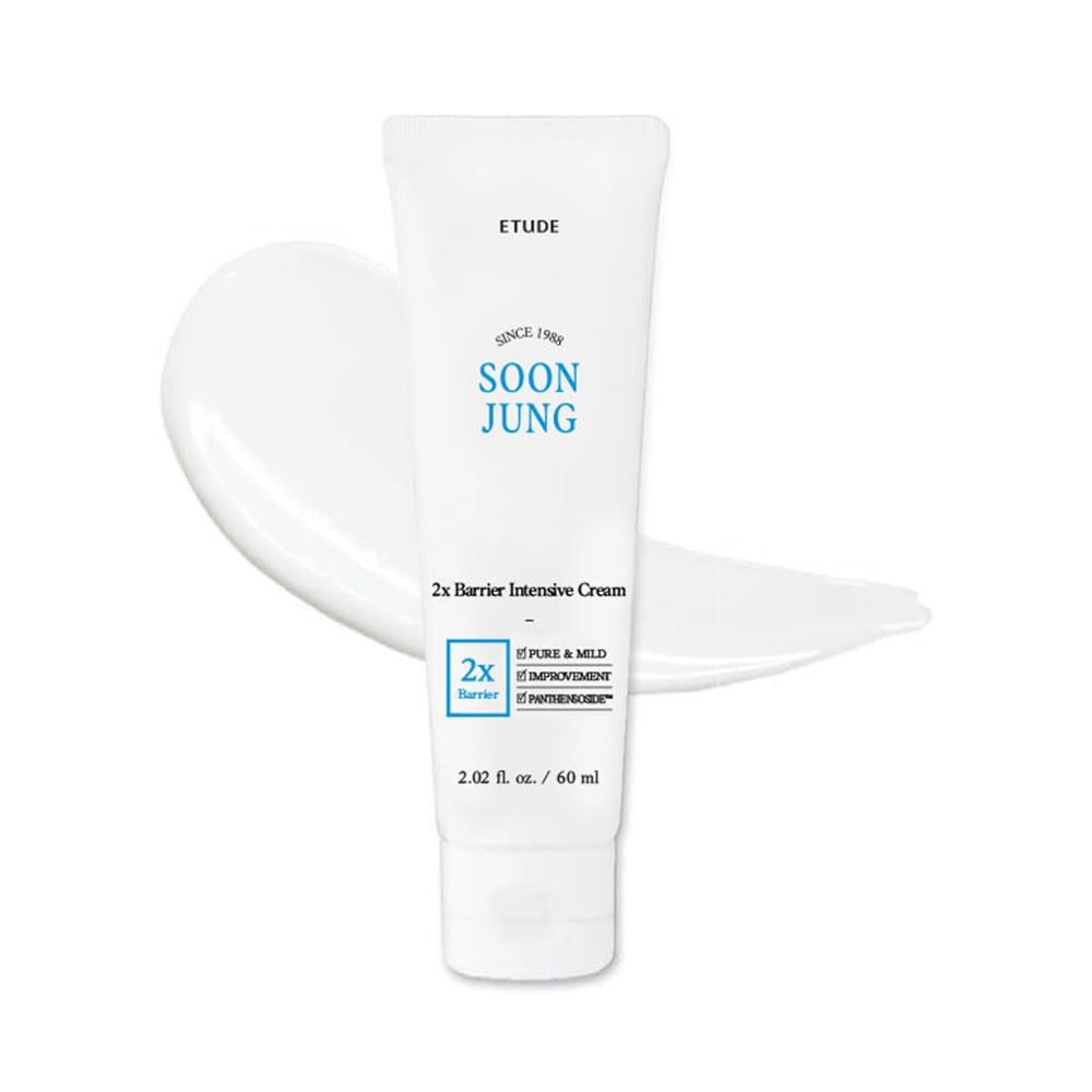 ETUDE SoonJung 2x Barrier Intensive Cream – Hydrating Face Moisturizer with Panthenol & Shea Butter | Hypoallergenic Korean Skincare for Sensitive Skin (2.02 fl oz)