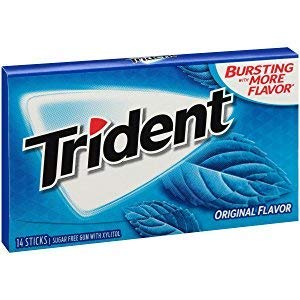 Trident Sugar-Free Chewing Gum Pack of 5 – Spearmint, Watermelon, Strawberry, Original & Bubblegum (70 Pieces)