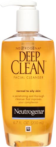 Neutrogena Deep Clean Daily Facial Cleanser with Beta Hydroxy Acid – Oil-Free, Non-Comedogenic Face Wash for Normal to Oily Skin, 6.7 fl oz