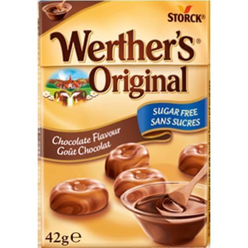 Werther’s Original Sugar Free Chocolate Flavour Candy – Creamy German Treat, 42g Pocket Pack