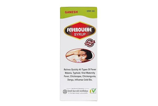 Ganesh Ayurvedic Fever Care Syrup (Feveroliene) – 200ml | Herbal Fever Relief & Immunity Booster