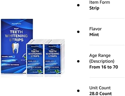 Waving Palms Sensitive Teeth Whitening Strips Kit – 28 Enamel-Safe Strips (14 Gentle Treatments) | Hydrogen Peroxide-Free, Mint Fresh & No Sensitivity