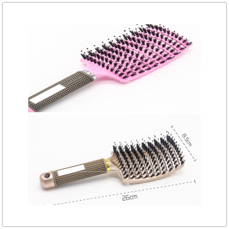 Cepillo desenredante antienredos LuxuryGlow: masajeador del cuero cabelludo y peine de cerdas para mujeres
