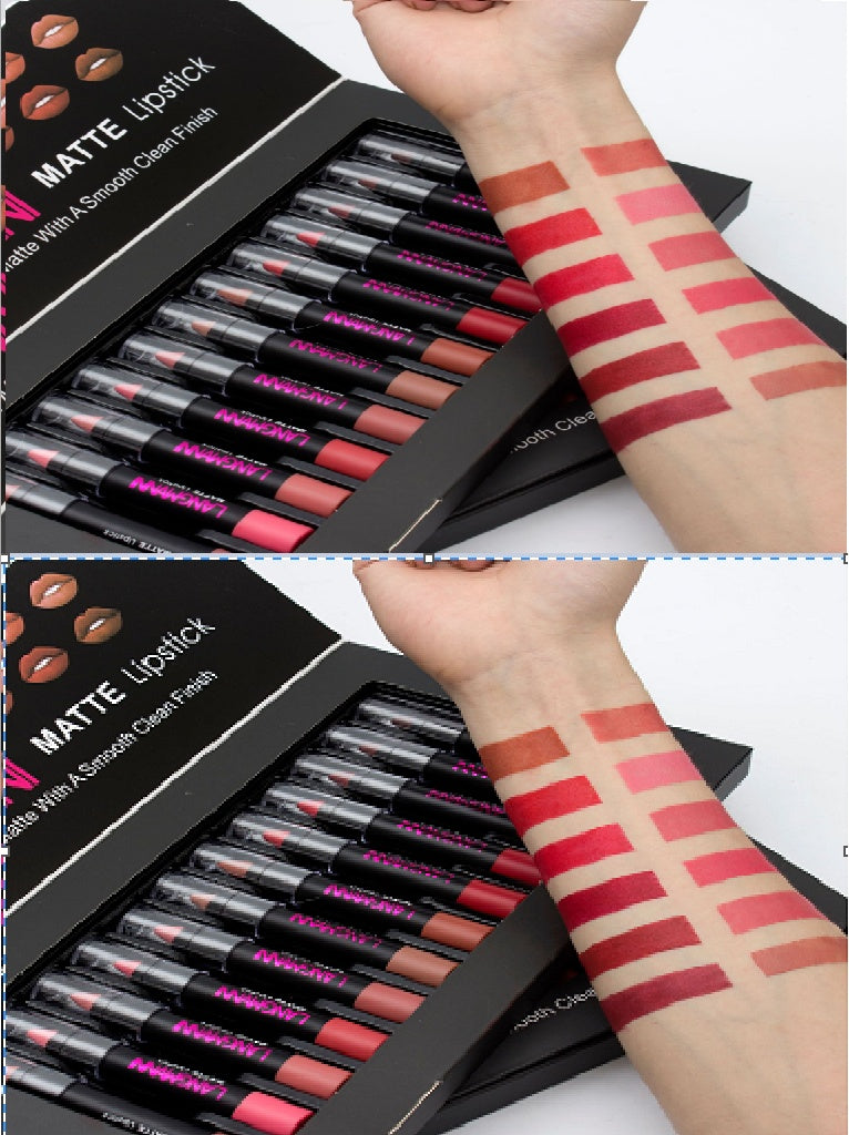 Set de labiales LANGMANNI Velvet Matte Waterproof: 12 tonos de larga duración