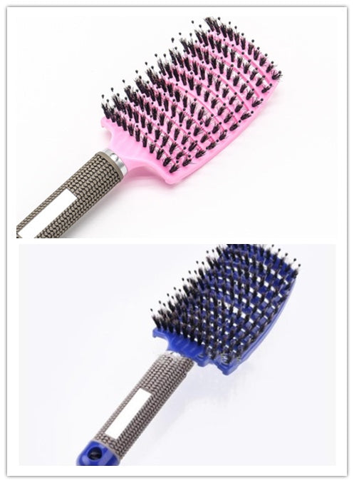 Cepillo desenredante antienredos LuxuryGlow: masajeador del cuero cabelludo y peine de cerdas para mujeres