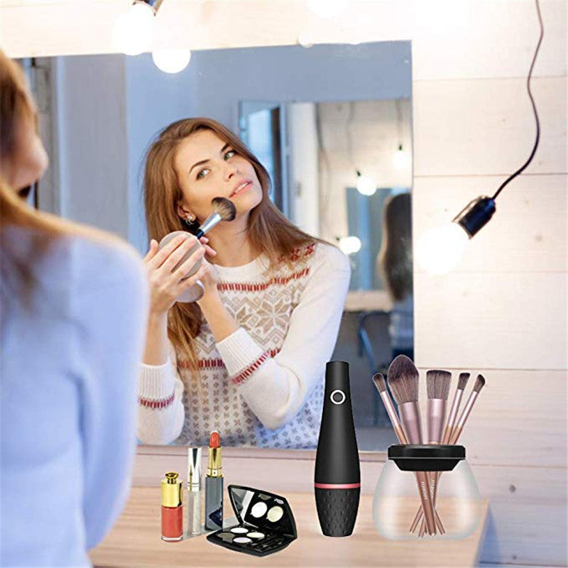 Limpiador de brochas de maquillaje eléctrico LuxuryGlow: herramienta giratoria recargable de secado rápido
