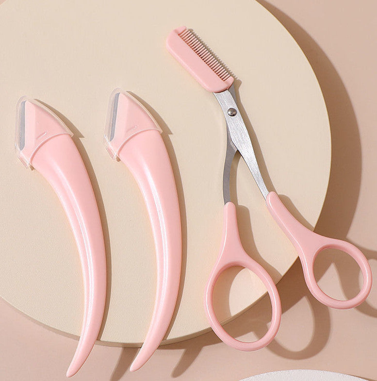LuxuryGlow Curved Eyebrow Trimming Knife with Comb – Precision Brow Shaper Tool