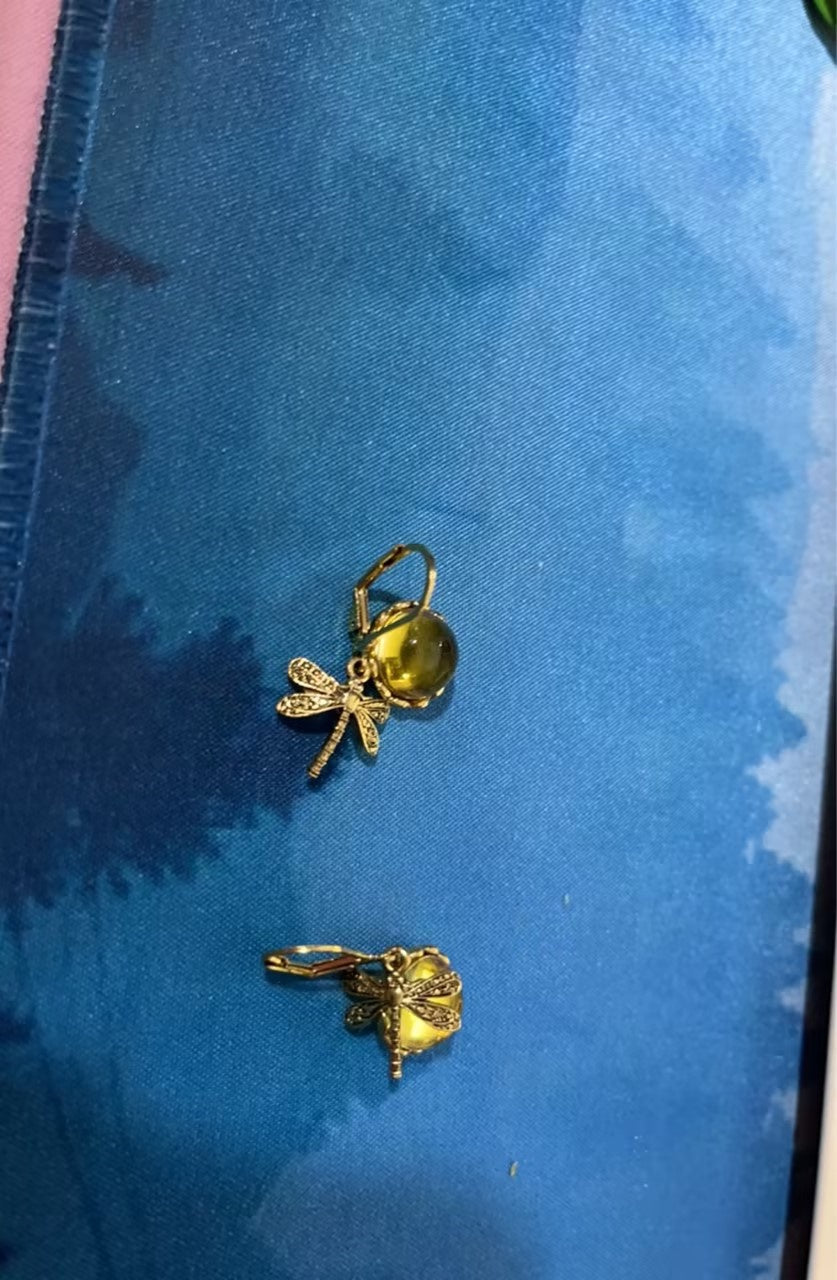 Pendientes colgantes de libélula vintage LuxuryGlow: joyería bohemia de chakras con piedra lunar para mujer