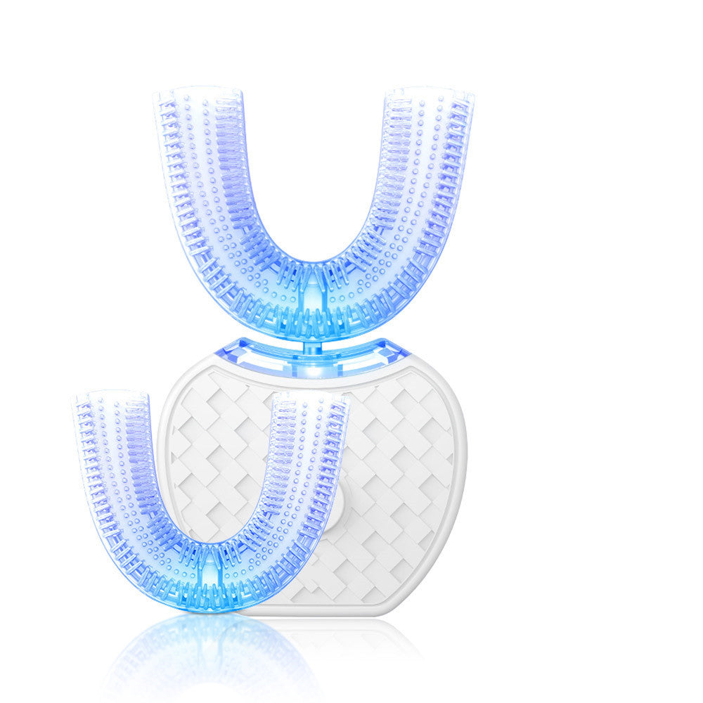 Cepillo de dientes eléctrico automático LuxuryGlow 360°: en forma de U, luz azul, resistente al agua y recargable por USB.