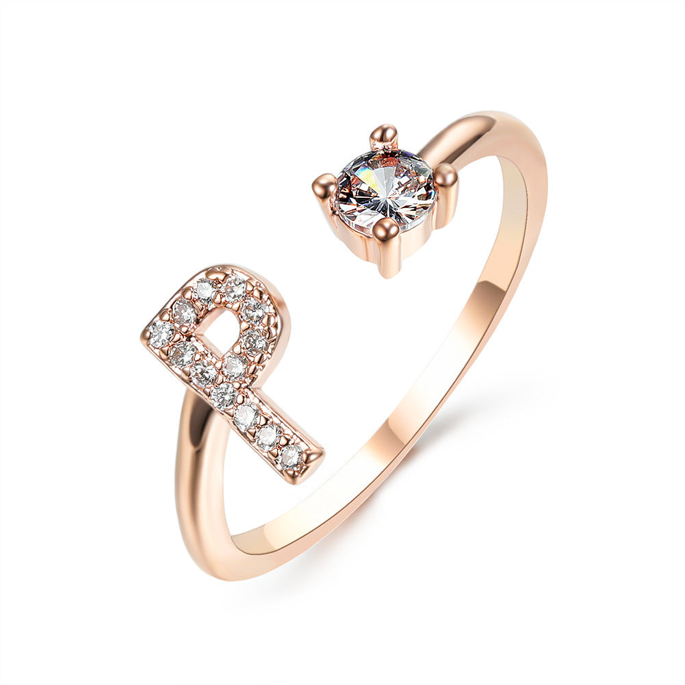 New Design Adjustable 26 Initial Letter Ring Fashion Jewelry For Women Simple Elegant Jewelry - LUXURY GLOW