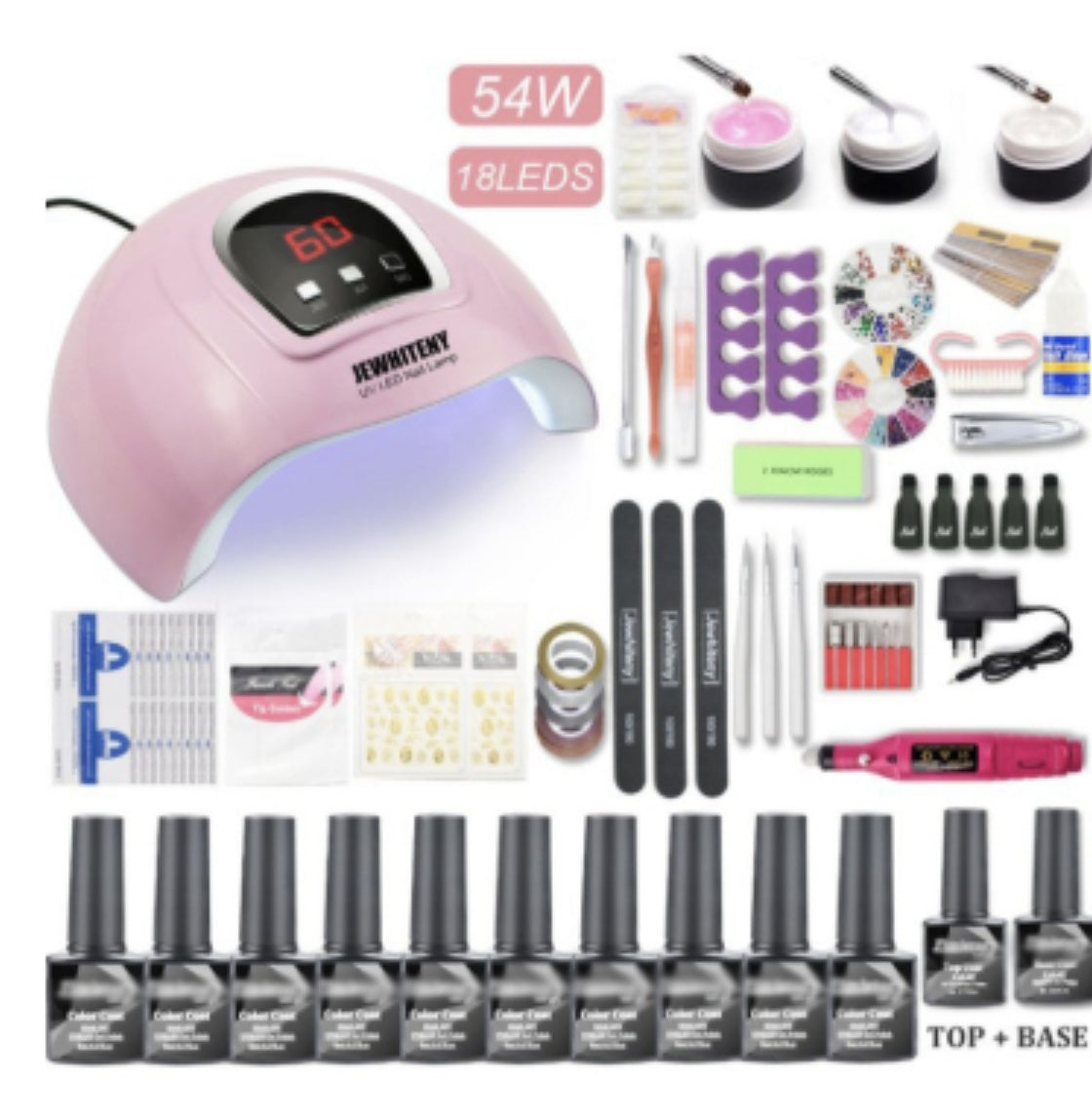 Máquina de fototerapia para uñas Santilady de 80 W: kit para uñas de gel con lámpara LED y esmalte
