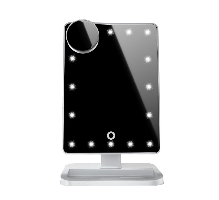 مرآة مكياج LED تعمل باللمس من LuxuryGlow مع مكبر صوت بلوتوث ومكبر 10x