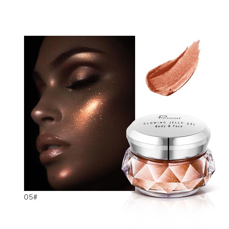 Pudaier Waterproof Face & Body Highlighter Gel – Festival Glow & Eyeshadow Jelly