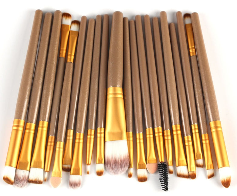 مجموعة فرش مكياج احترافية من LuxuryGlow، 5 في 1 - فرش بودرة، أحمر خدود، وظلال عيون