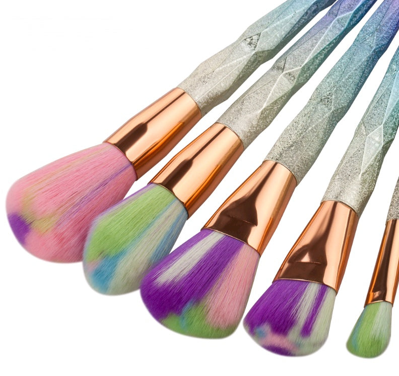 LuxuryGlow - Set de 7 brochas de maquillaje de diamante: base, ojos, iluminador y más