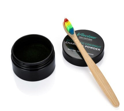 Polvo blanqueador dental de carbón activado LuxuryGlow: quitamanchas natural a base de coco