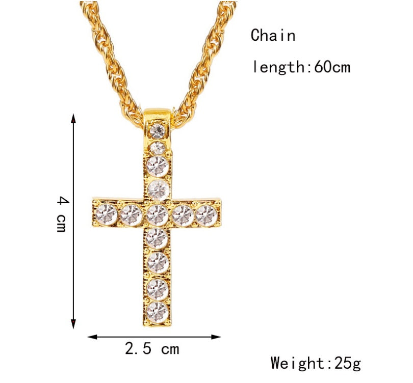Collar con colgante de cruz LuxuryGlow - Cadena de cuerda estilo punk hip hop para mujer y hombre | Joyería de aleación de plata
