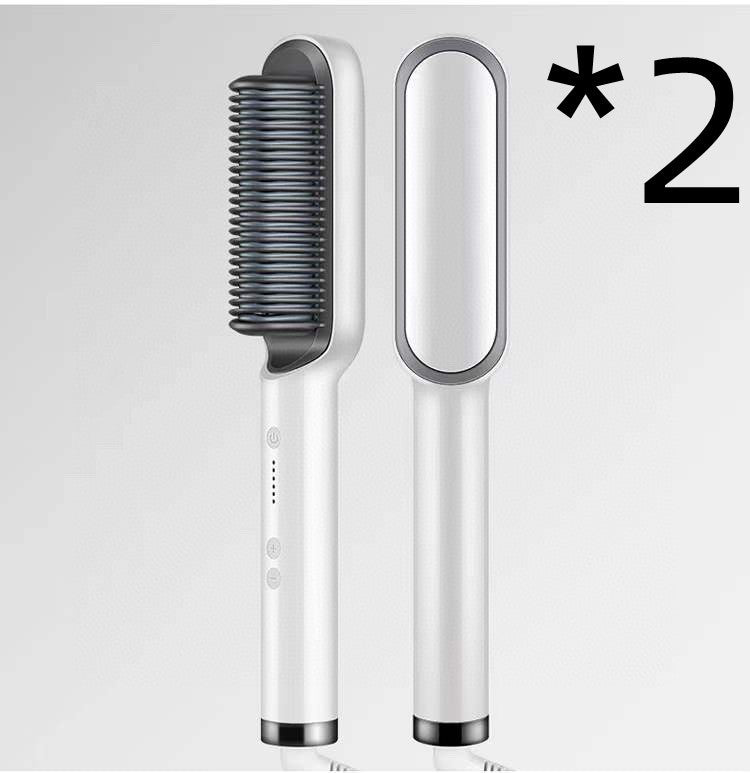 LuxuryGlow 2-in-1 Hair Straightener & Hot Comb – Negative Ion Curling Brush