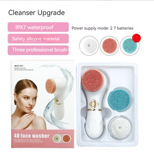 Cepillo limpiador facial eléctrico LuxuryGlow: limpiador profundo de poros y exfoliante (blanco)