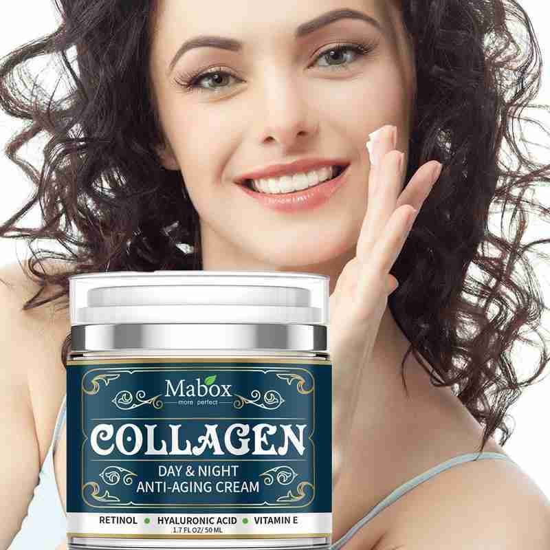 Crema hidratante antiedad con colágeno Mabox: cuidado facial y de cuello de día y de noche