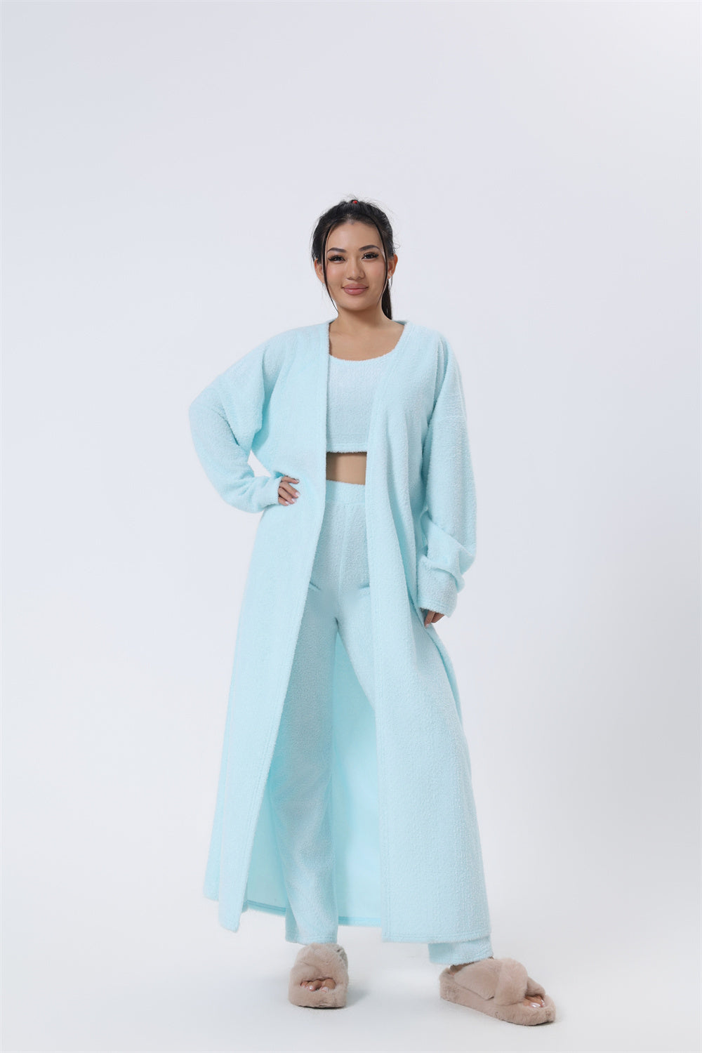Cozy Pajama Set, 3 Piece Lounge Set, Cute Loungewear, Warm Suit Sets, Matching Set, Lounge Set, 3 Piece Pant Sets, Women Winter Dress - LUXURY GLOW