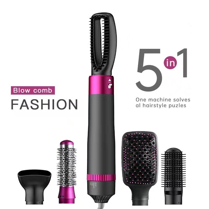 Set de cepillo secador de pelo 5 en 1 LuxuryGlow: secador, plancha, rizador y voluminizador