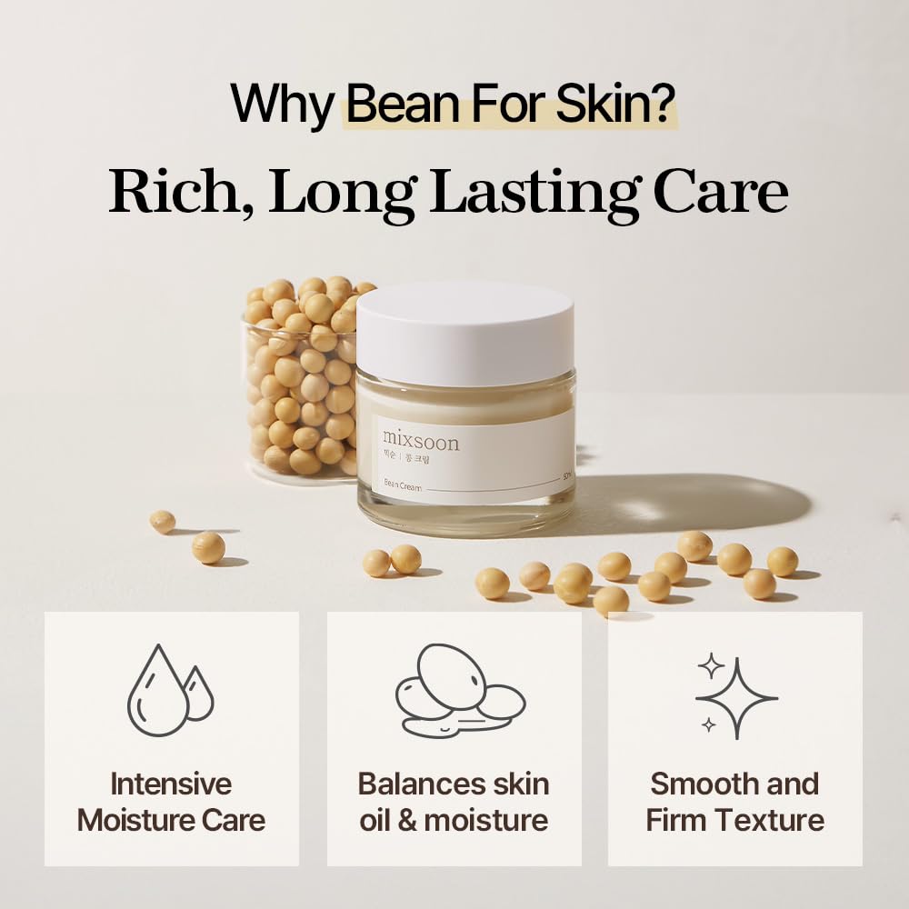Mixsoon Bean Cream – Intensive Moisturizing Face Cream with Fermented Ingredients for Hydration, Pore Care & Smooth Radiant Skin (50ml / 1.69 fl.oz)