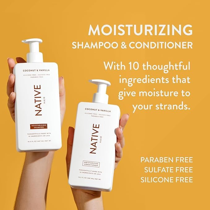 Native Coconut & Vanilla Shampoo & Conditioner Set – Moisturizing, Sulfate-Free, Vegan Hair Care for All Hair Types (2-Pack)