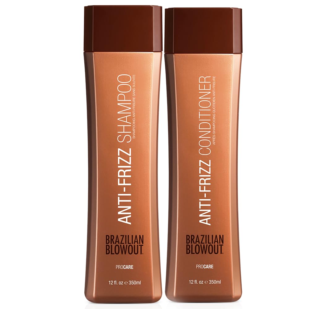Brazilian Blowout Anti-Frizz Shampoo & Conditioner Set – Moisture & Strength for Smooth, Frizz-Free Hair – Paraben-Free – 2 Count