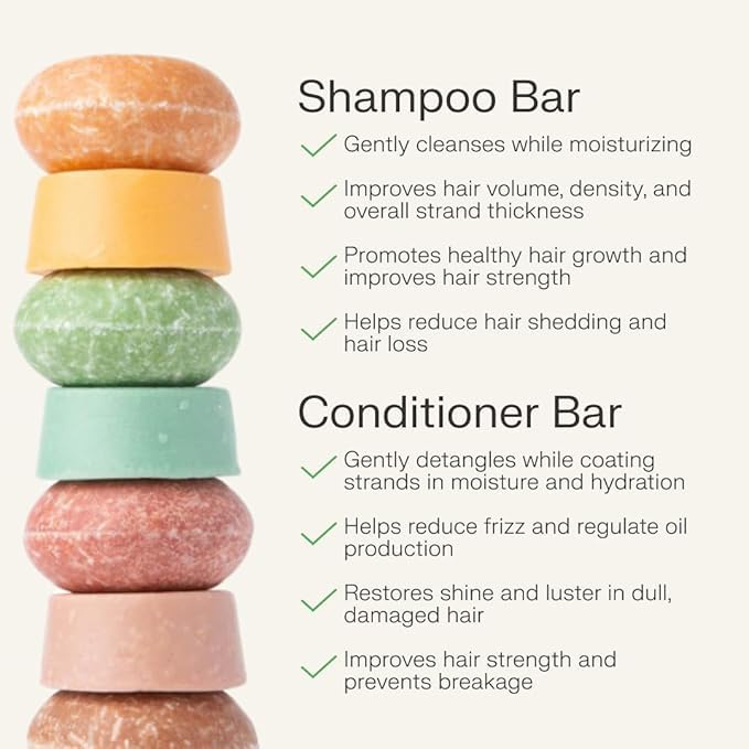 The Earthling Co. Shampoo & Conditioner Bar Set | Strengthen, Volumize & Nourish Hair with Natural Ingredients | Sulfate & Paraben-Free (Citrus Sun)