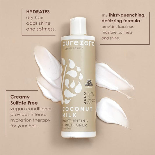 Purezero Coconut Milk Shampoo & Conditioner Set – Vegan, Sulfate-Free, Hydrating & Anti-Frizz Hair Care