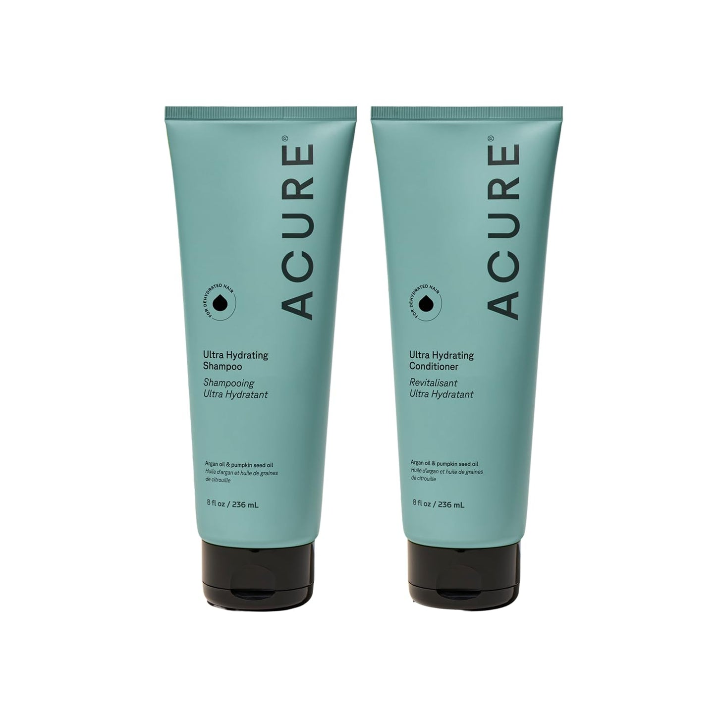 Acure Ultra Hydrating Shampoo & Conditioner Set – Argan Oil & Pumpkin Seed Oil – Vegan, Sulfate-Free, Moisturizing Hair Care for Dry & Damaged Hair (2 Pack)