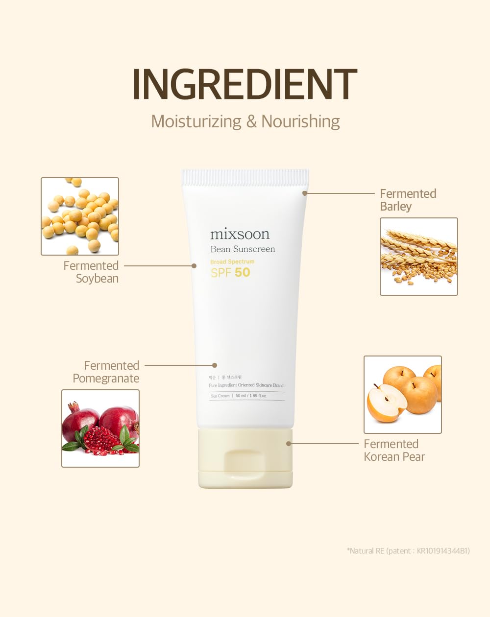 Mixsoon Bean Sunscreen SPF 50 – Lightweight Korean Sunscreen with No White Cast (50ml)