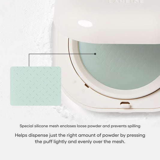 LANEIGE Neo Blurring Powder | Korean Oil-Control Compact with Pore Blurring, Smoothing Finish & Travel-Friendly Packaging (Clear, 0.18oz)