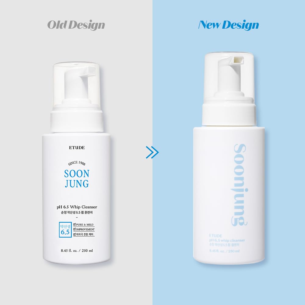 ETUDE SoonJung pH 6.5 Whip Cleanser – Gentle Hydrating Foam Face Wash for Sensitive Skin | Vegan, Non-Comedogenic, Low-pH Korean Cleanser (150ml)