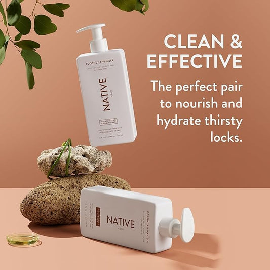 Native Coconut & Vanilla Shampoo & Conditioner Set – Moisturizing, Sulfate-Free, Vegan Hair Care for All Hair Types (2-Pack)
