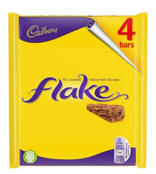 Cadbury Flake Milk Chocolate Bars 80g | Crumbliest & Flakiest Milk Chocolate | Imported Multipack of 4