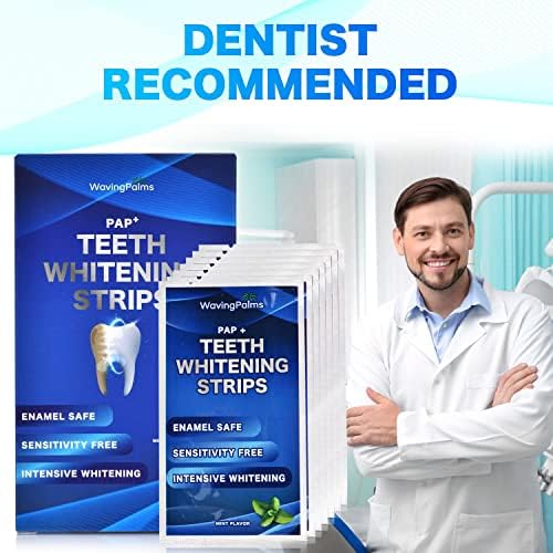 Waving Palms Sensitive Teeth Whitening Strips Kit – 28 Enamel-Safe Strips (14 Gentle Treatments) | Hydrogen Peroxide-Free, Mint Fresh & No Sensitivity