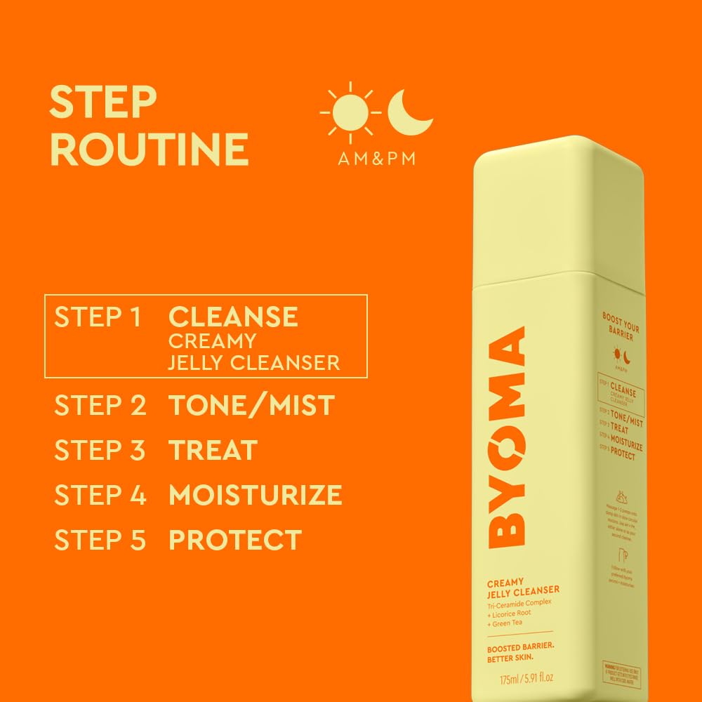 BYOMA Creamy Jelly Cleanser – Hydrating Face Wash with Tri-Ceramide Complex for Skin Barrier Repair, Gentle Makeup Remover for All Skin Types (5.91 fl oz)