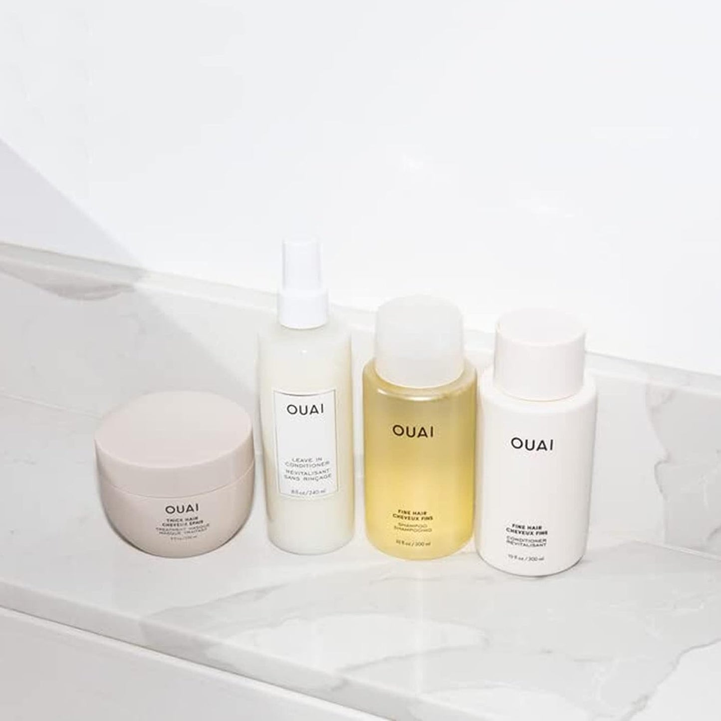 OUAI Fine Shampoo & Conditioner Set – Sulfate-Free Volumizing Hair Care with Keratin, Shea Butter & Avocado Oil – For Fine, Flat Hair (10 fl oz, 2 Pack)