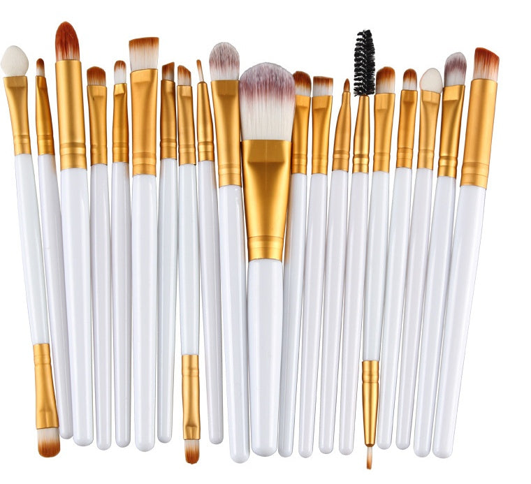 مجموعة فرش مكياج احترافية من LuxuryGlow، 5 في 1 - فرش بودرة، أحمر خدود، وظلال عيون