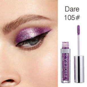 Sombra de ojos líquida con brillo y brillo PHOERA – Brillo metálico 3D, 12 colores
