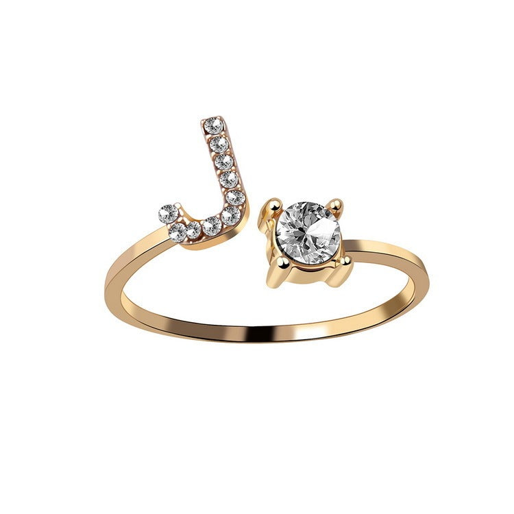 New Design Adjustable 26 Initial Letter Ring Fashion Jewelry For Women Simple Elegant Jewelry - LUXURY GLOW